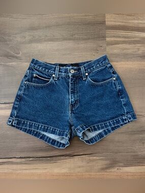 Y2K Anchor Blue Medium Wash 100% Cotton Denim Shorts -Made in USA - Size 3